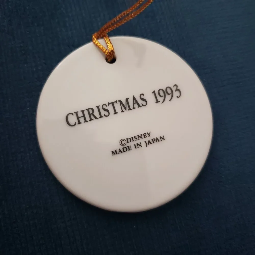Vintage New in Box Disney Santa's Workshop Ceramic Ornament 1993